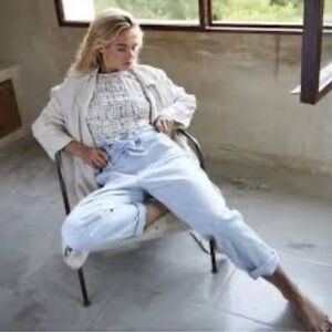 Circle Of Trust Julia Blue Highrise Light Wash Cotton Front Tie Detail Jeans